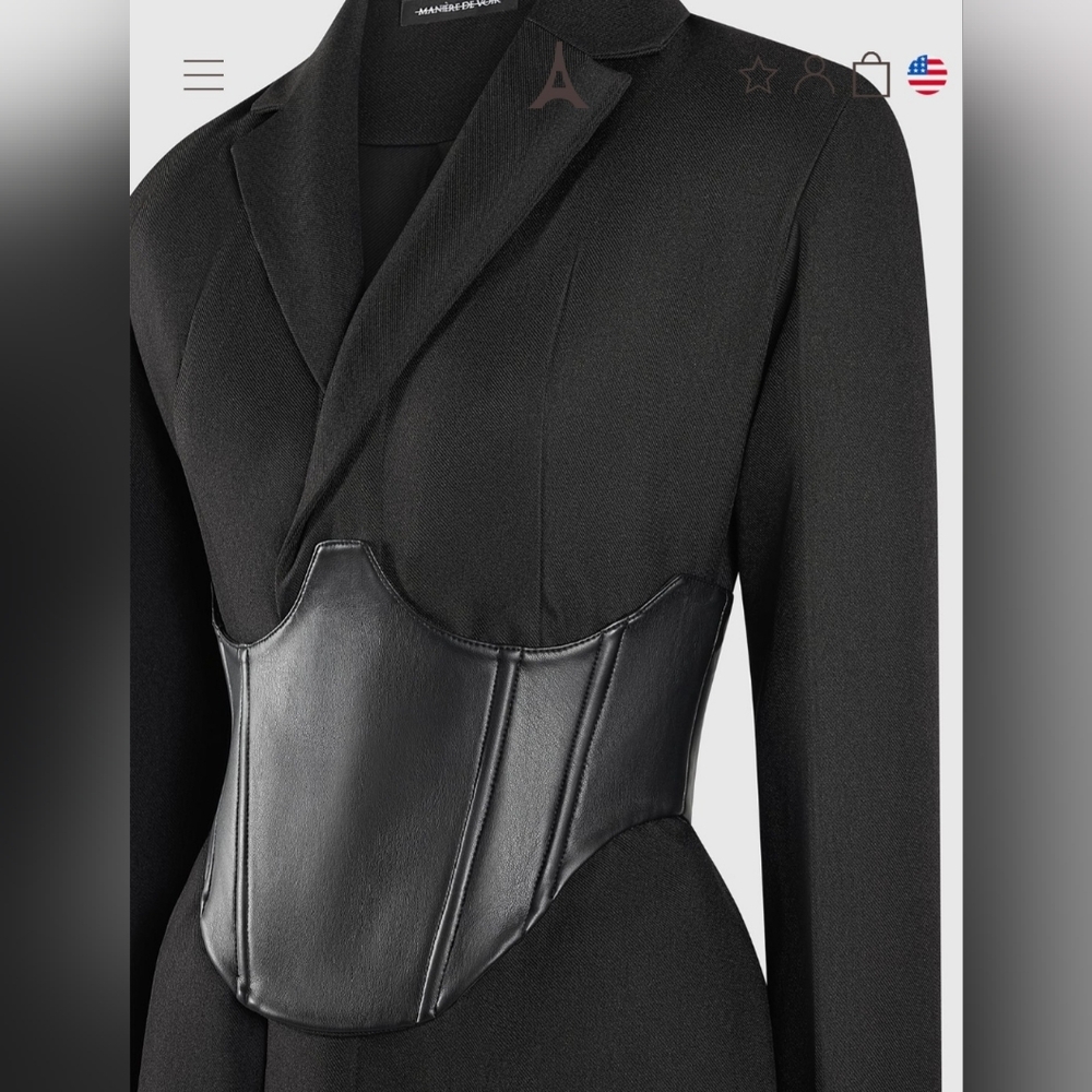 Maniere De Voir Structured Black Blazer Dress - Picture 2 of 8